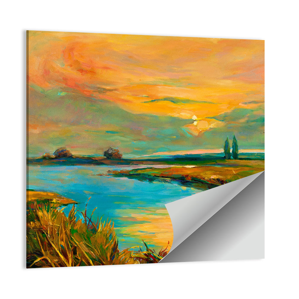 Rural Lake at Sunset Wall Art
