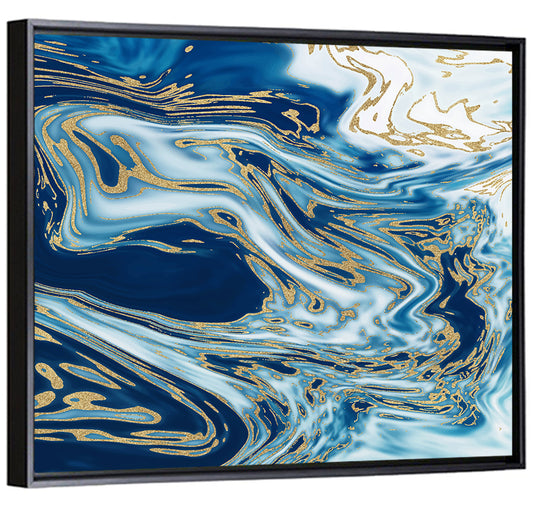 Blue Marble with Gold Veins Wall Art