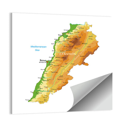 Lebanon Terrain Map Wall Art