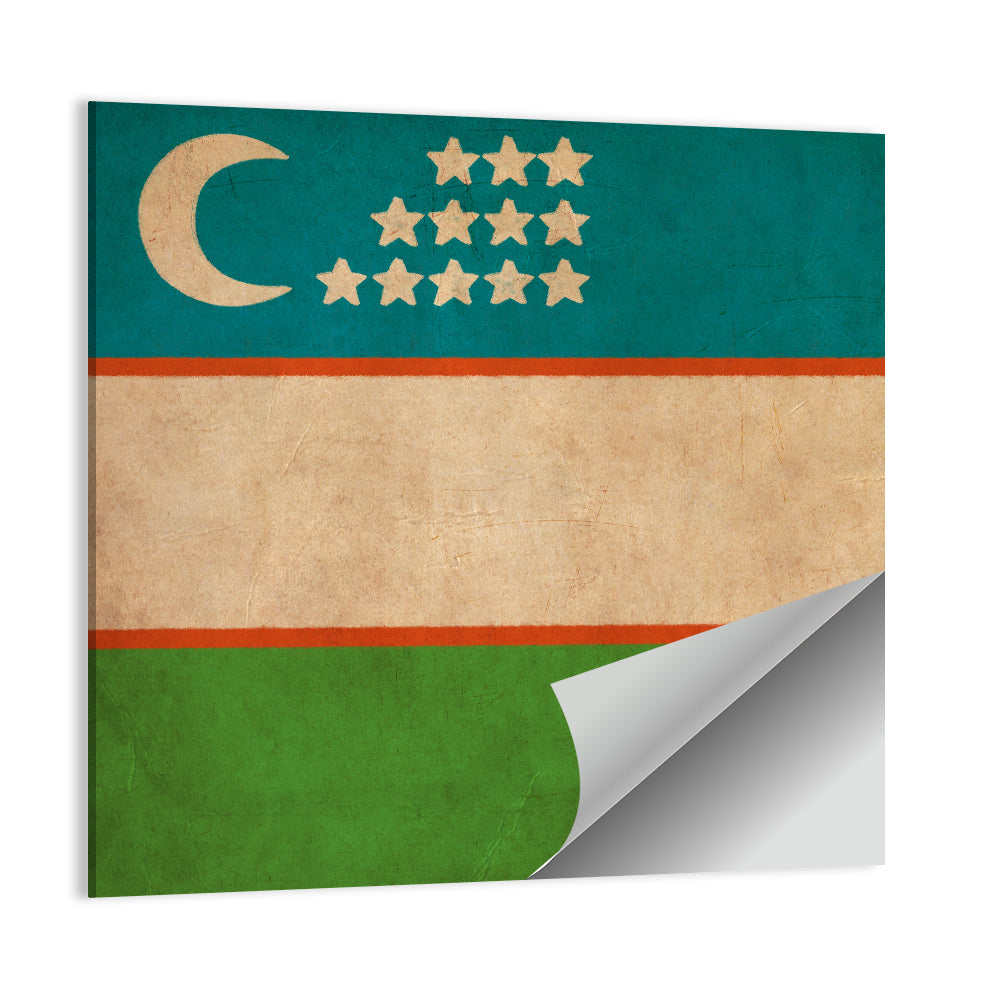Uzbekistan Flag with Crescent and Stars Wall Art