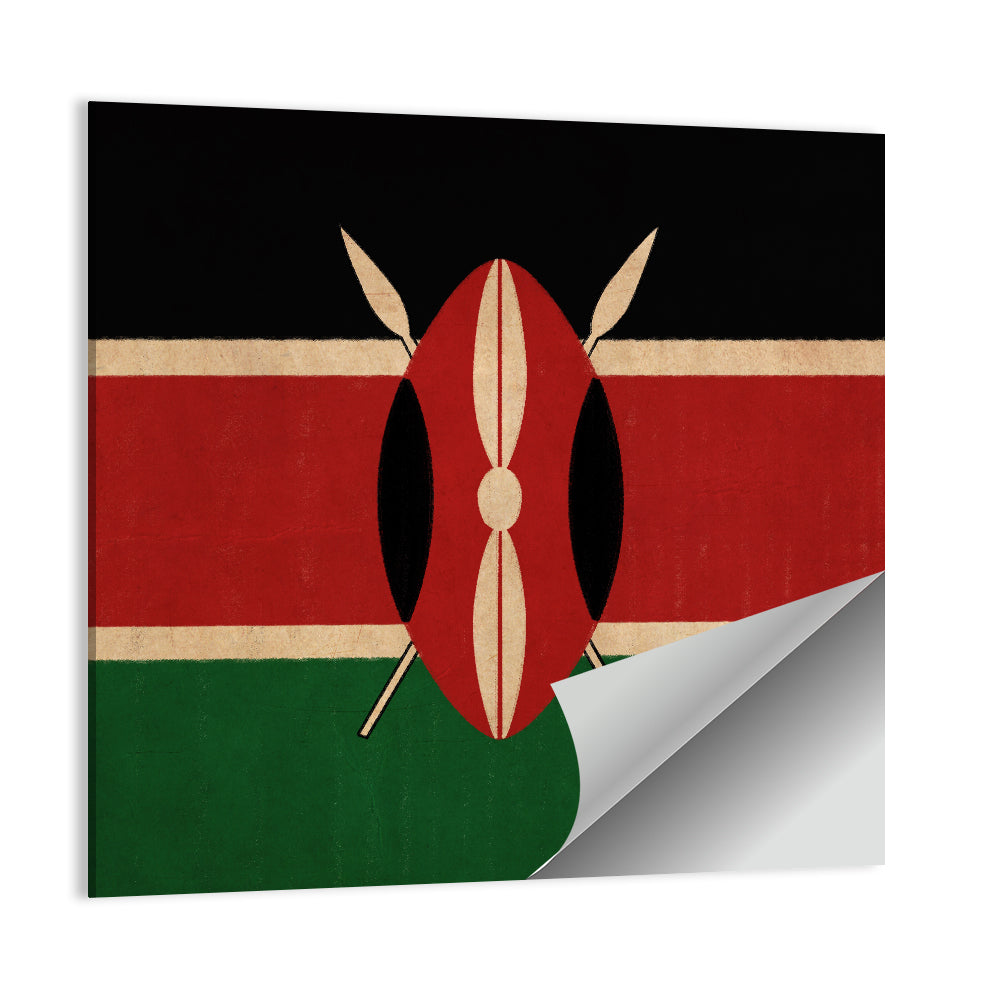 Kenyan Flag with Shield Emblem Wall Art