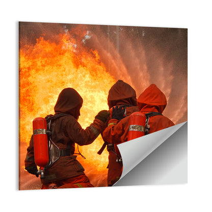 Three Firefighters Training Drill Wall Art