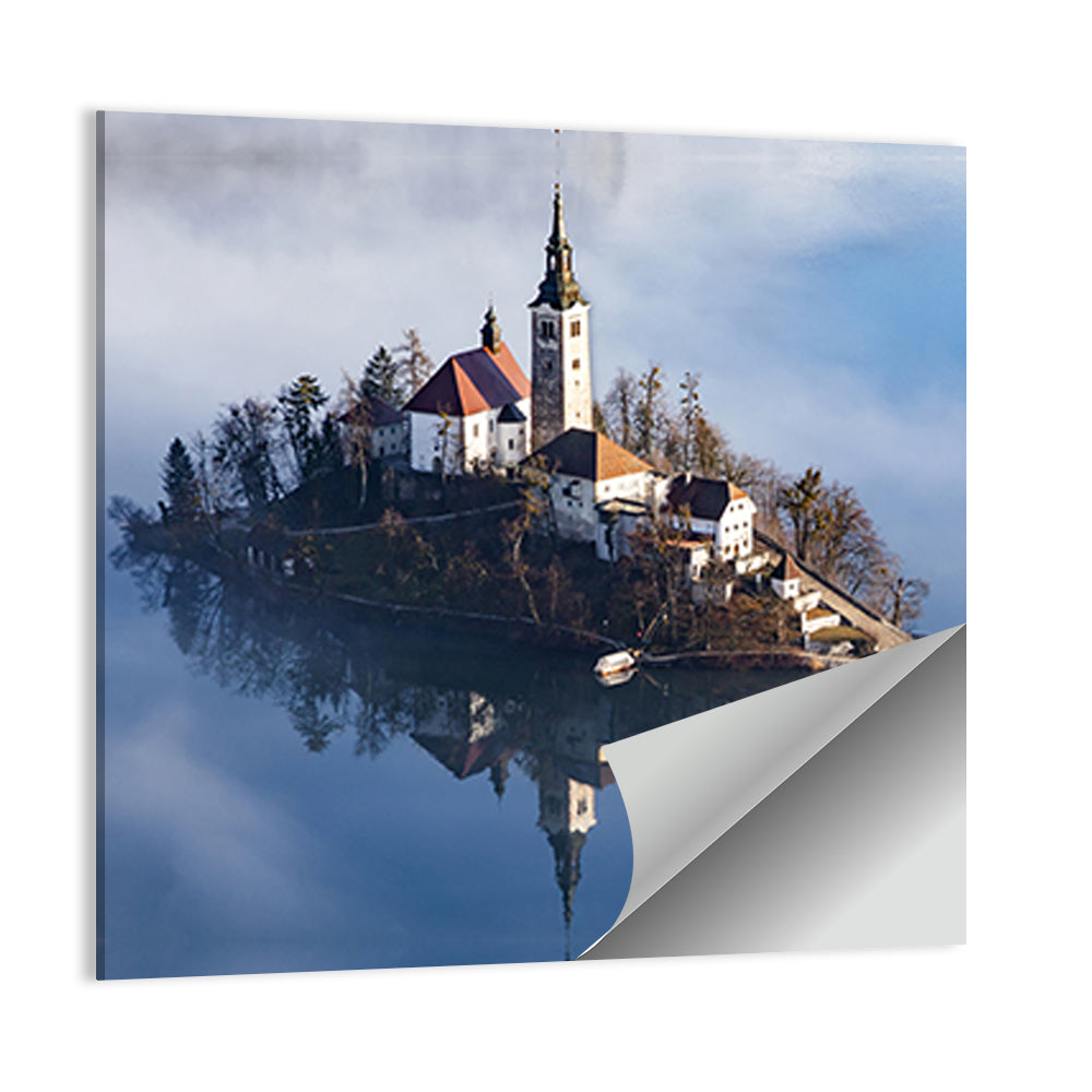 Lake Bled In Early Morning With Fog Wall Art