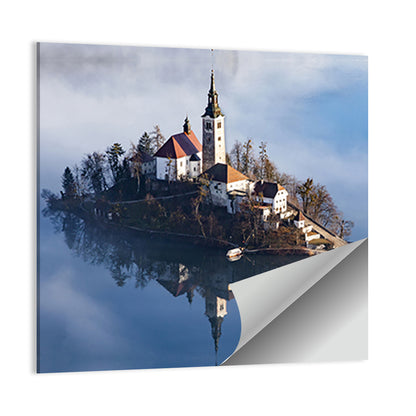 Lake Bled In Early Morning With Fog Wall Art