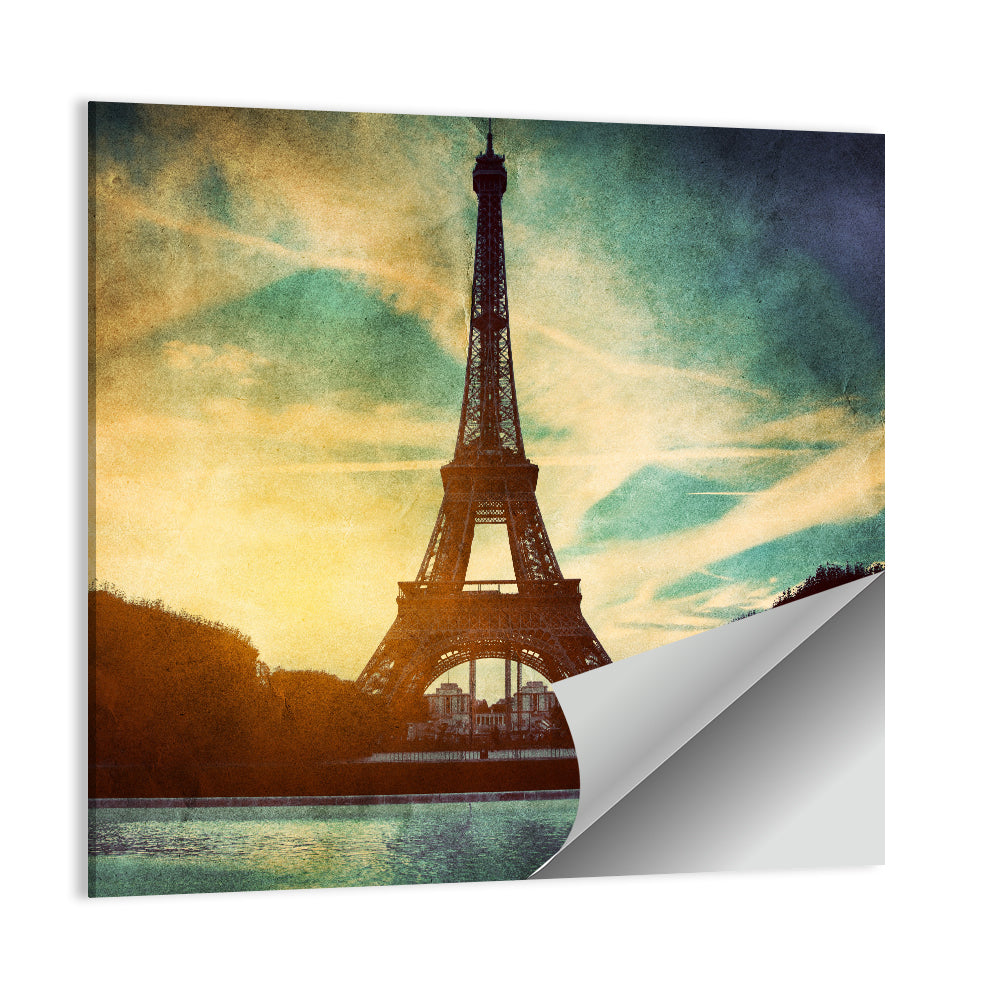 Eiffel Tower Sunset Reflection Wall Art