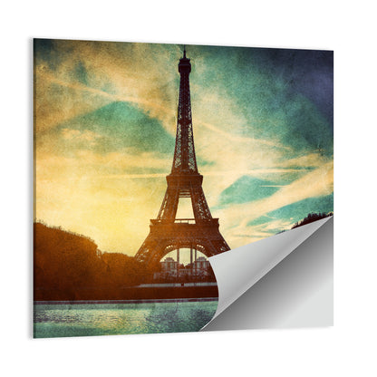 Eiffel Tower Sunset Reflection Wall Art