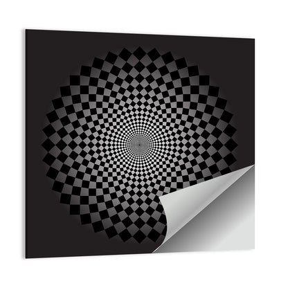 Monochrome Checkerboard Spiral Wall Art