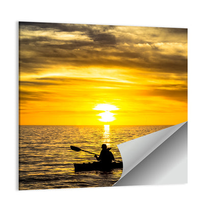 Kayaker at Golden Sunset Wall Art