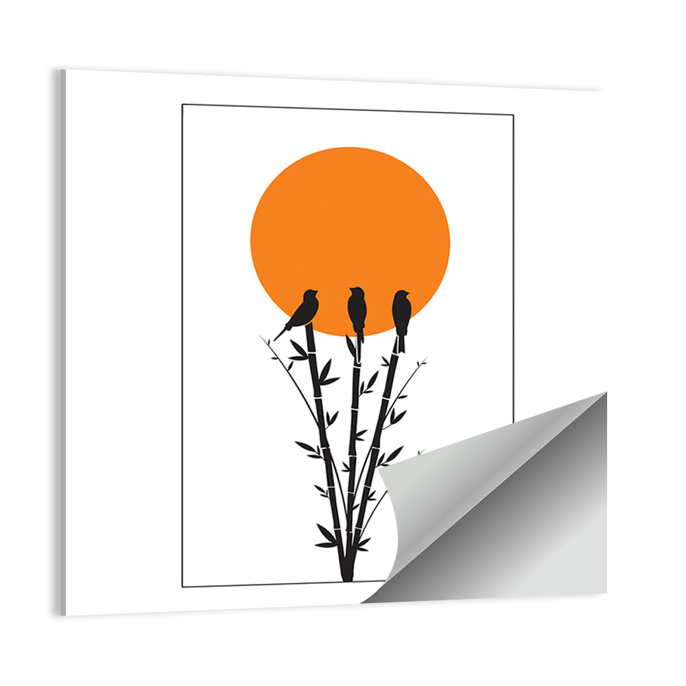 Bamboo and Birds Silhouette Wall Art