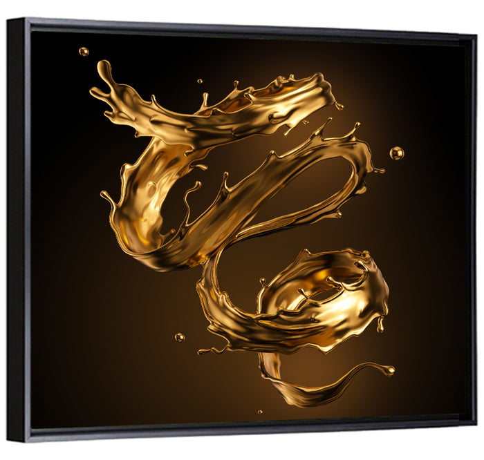 Liquid Gold Spiral Wall Art as a framed canvas