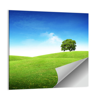 Lone Tree on Rolling Green Hill Wall Art