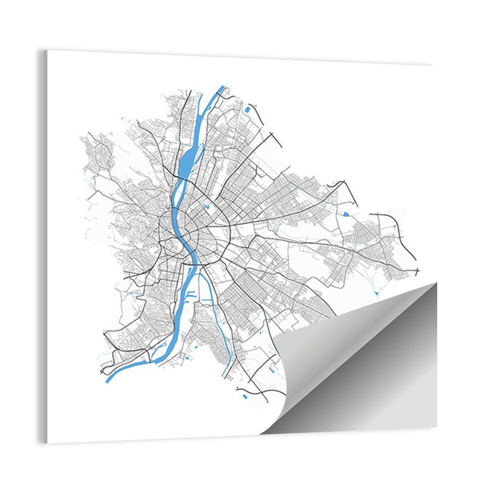 Budapest City Map Wall Art
