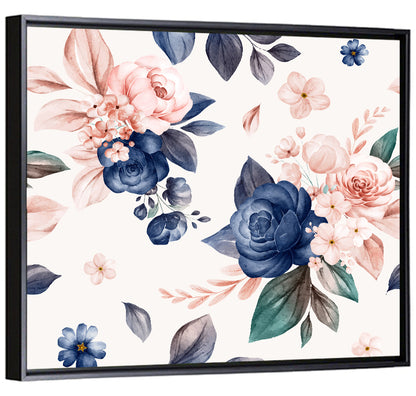 Peach Watercolor Rose Pattern Wall Art