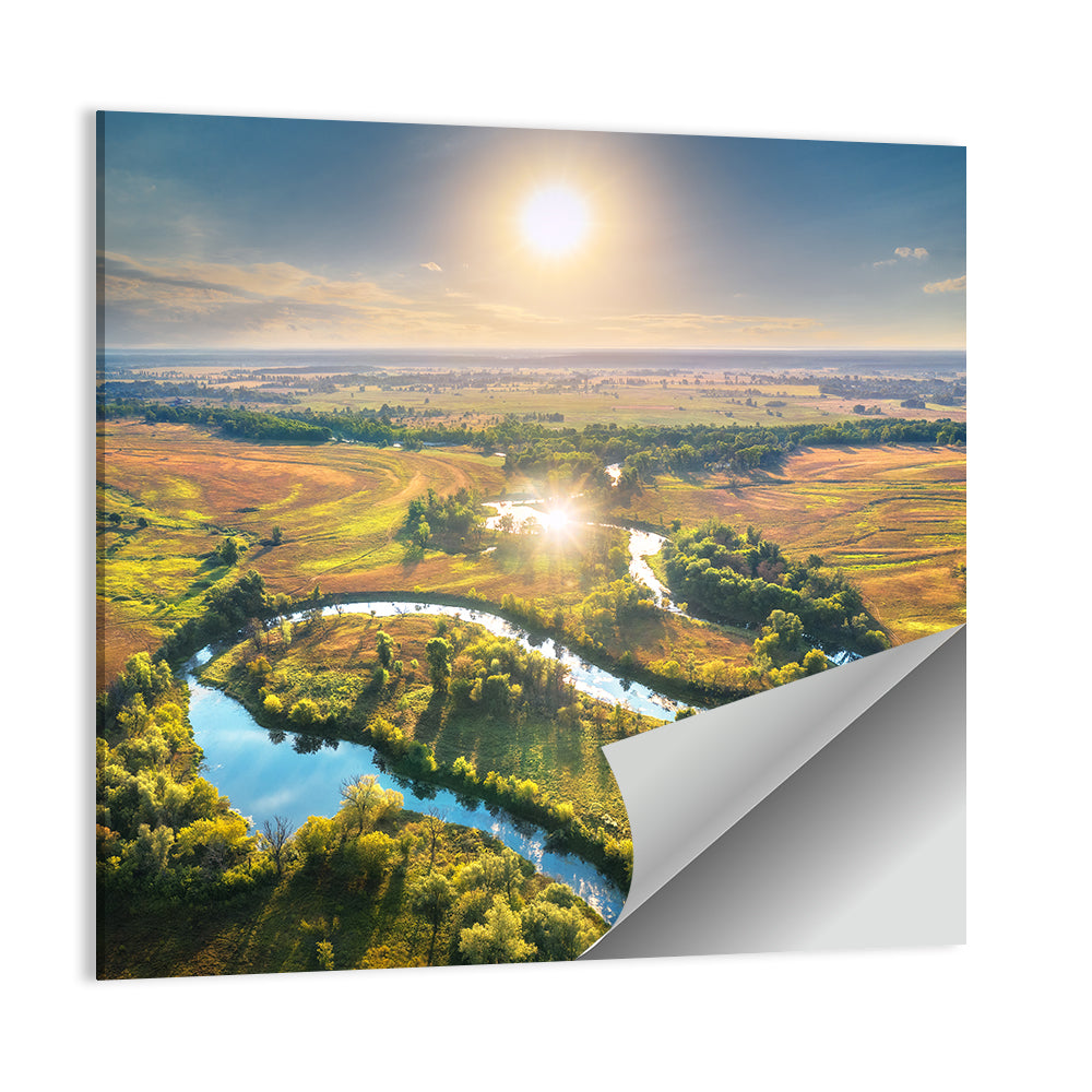 Meandering River at Summer Sunrise Wall Art