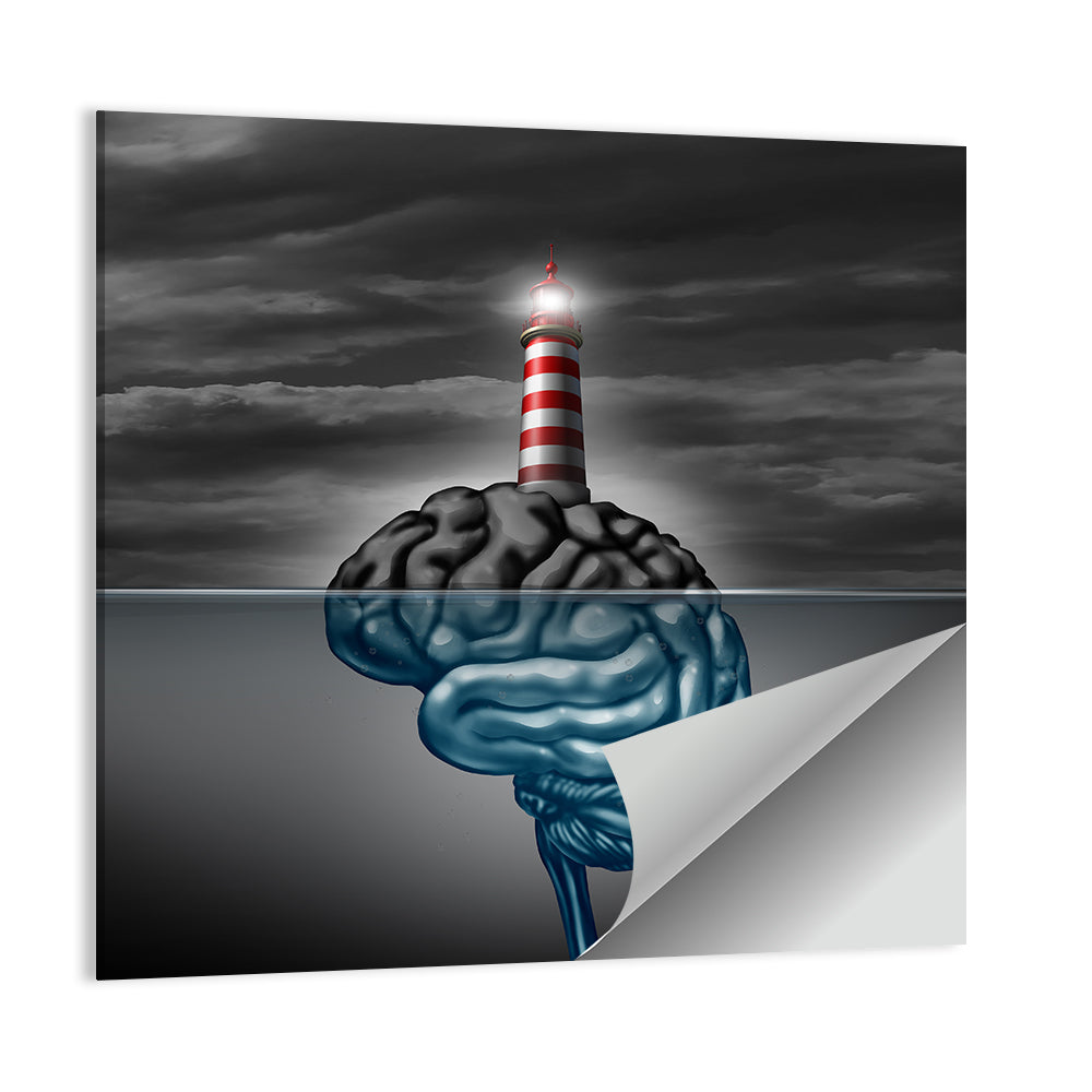 Surreal Brain Lighthouse Wall Art