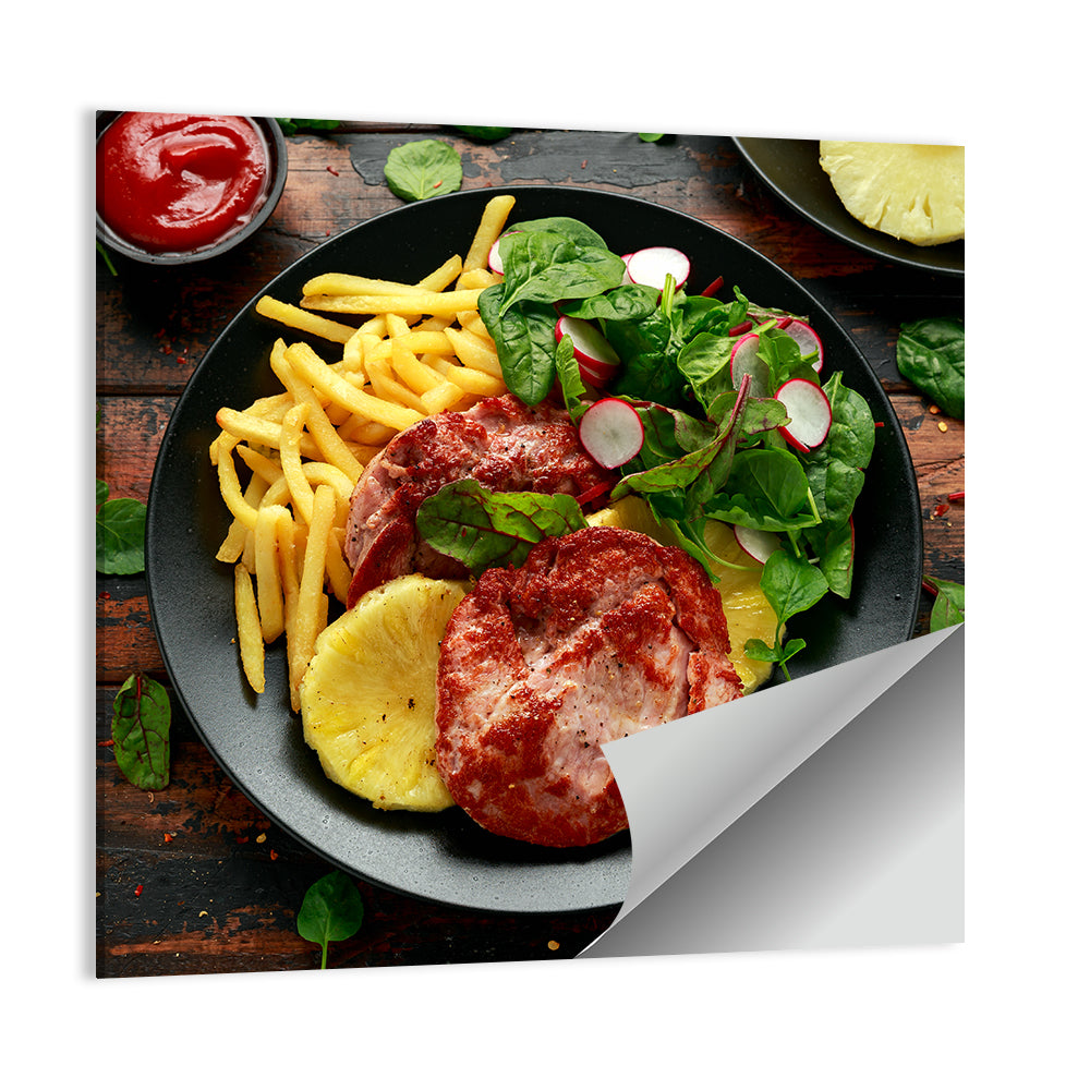 Gammon Steak with Fries and Pineapple Wall Art