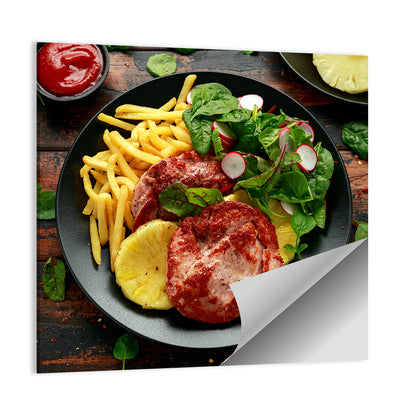 Gammon Steak with Fries and Pineapple Wall Art