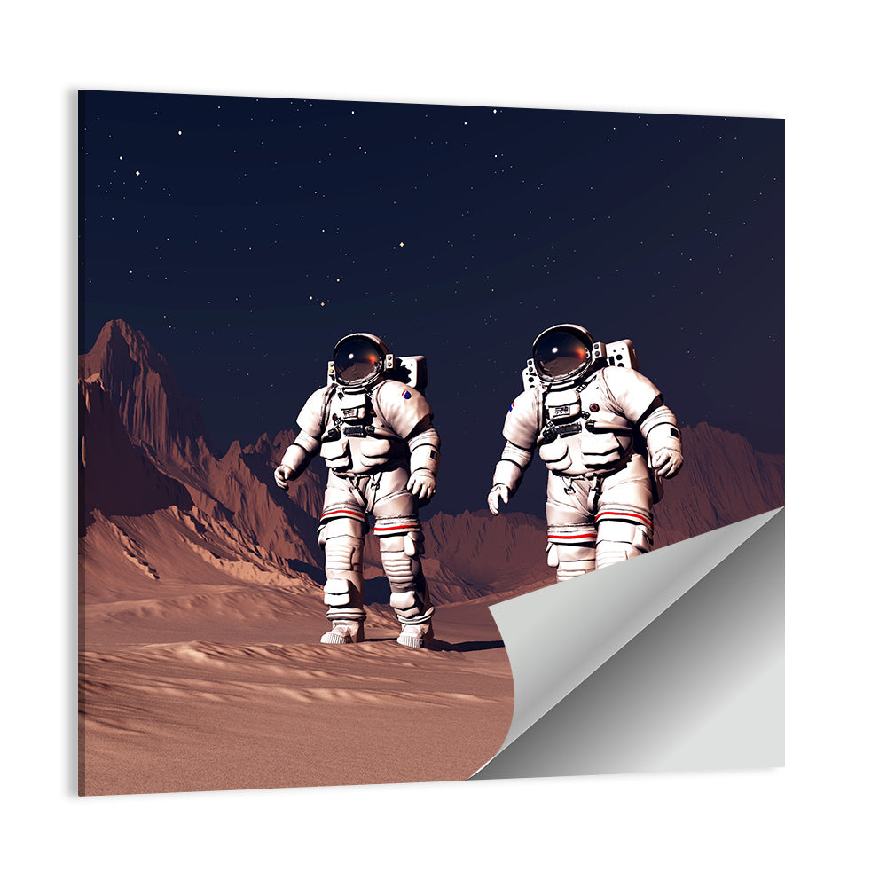 Two Astronauts on Desert Planet Wall Art