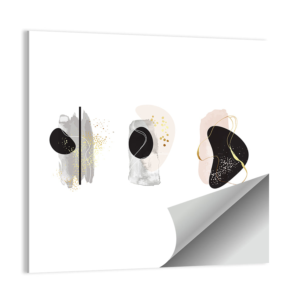 Minimalist Abstract Triptych with Gold Accents Wall Art