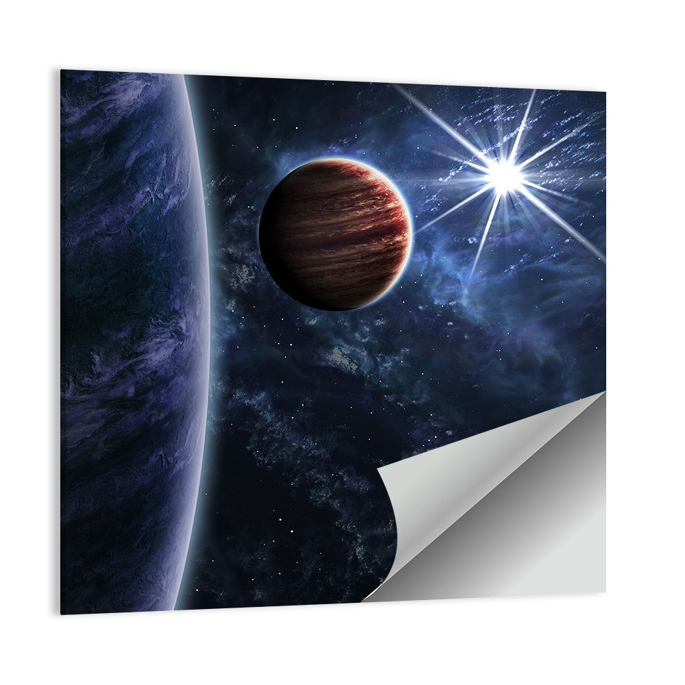 Blue Planet Closeup with Starburst Wall Art