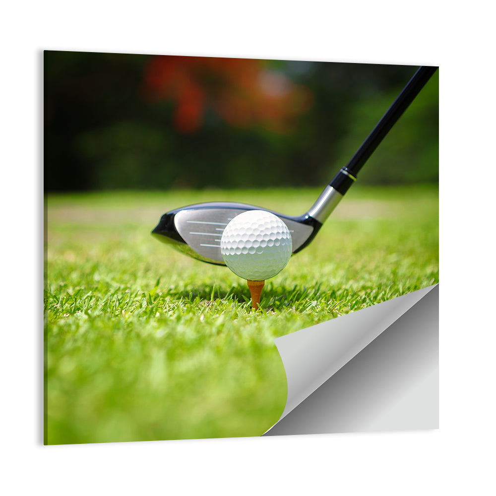 Golf Ball with Driver on Tee Wall Art