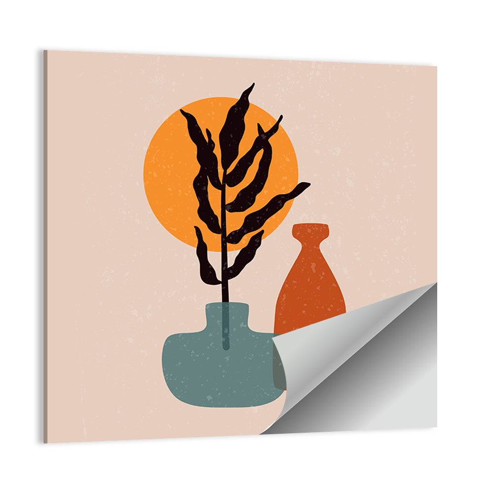 Terracotta Sun Floral Vase Wall Art