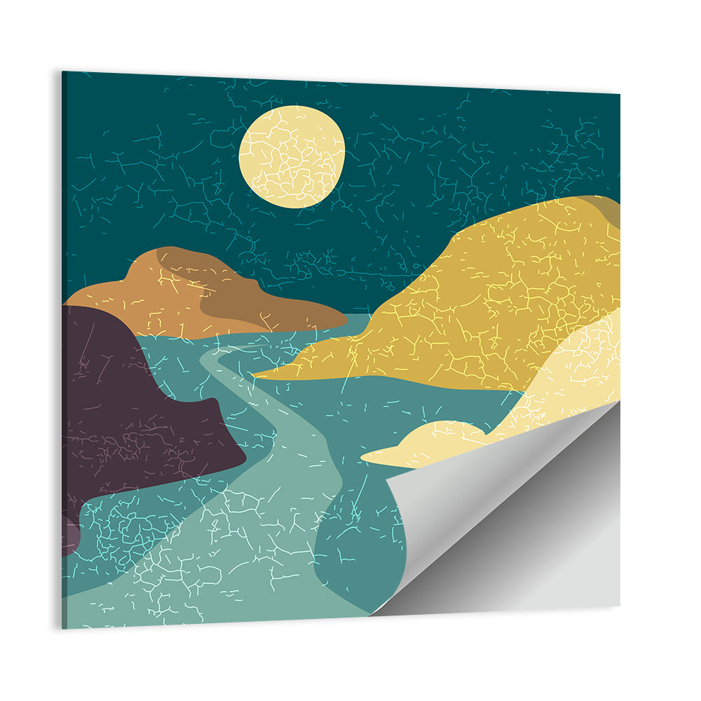 Moonlit Minimalist Mountain Wall Art