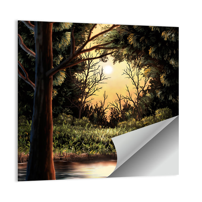 Golden Hour Lake in the Woods Wall Art as a poster print