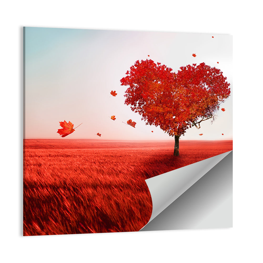 Heart-shaped Tree in Red Field Wall Art