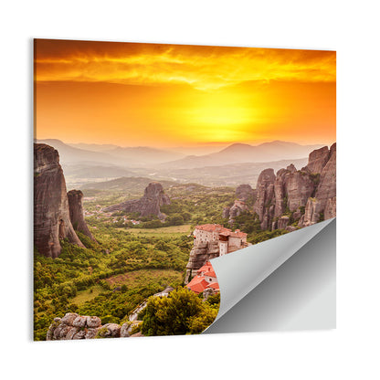 Meteora Roussanou Monastery Sunset Greece Wall Art