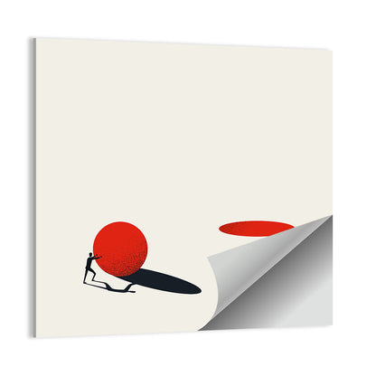 Man Pushing Sphere Wall Art