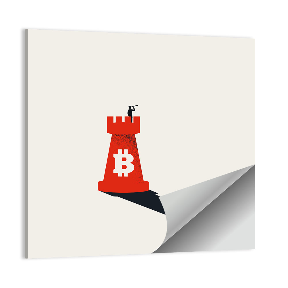 Rook Tower with Bitcoin Emblem Wall Art