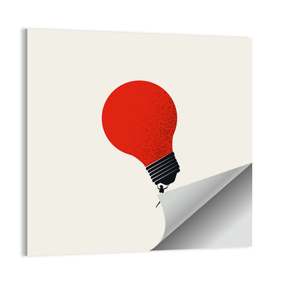 Person Holding Red Lightbulb Wall Art