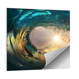 Ocean Surfing Wave Sunset Wall Art