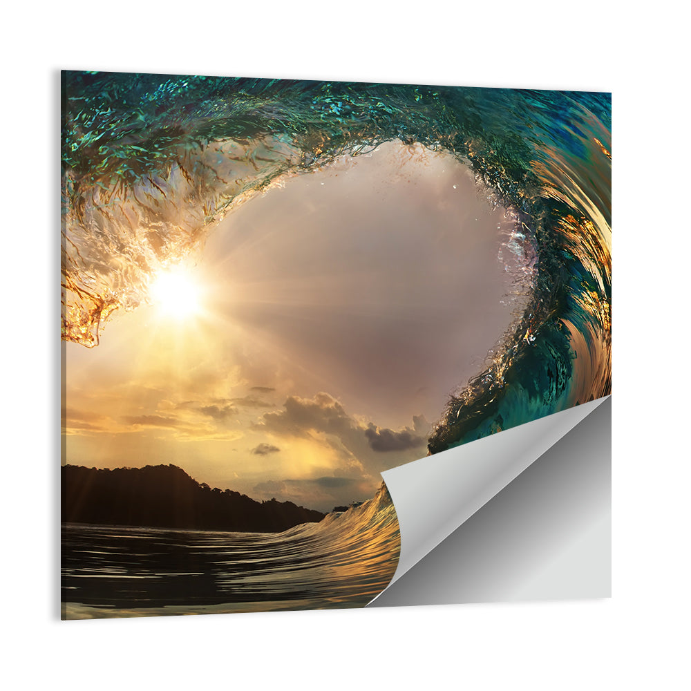 Surfing Barrel at Sunset Wall Art