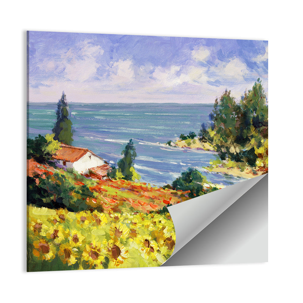 Sunflower Coastal Landscape Wall Art