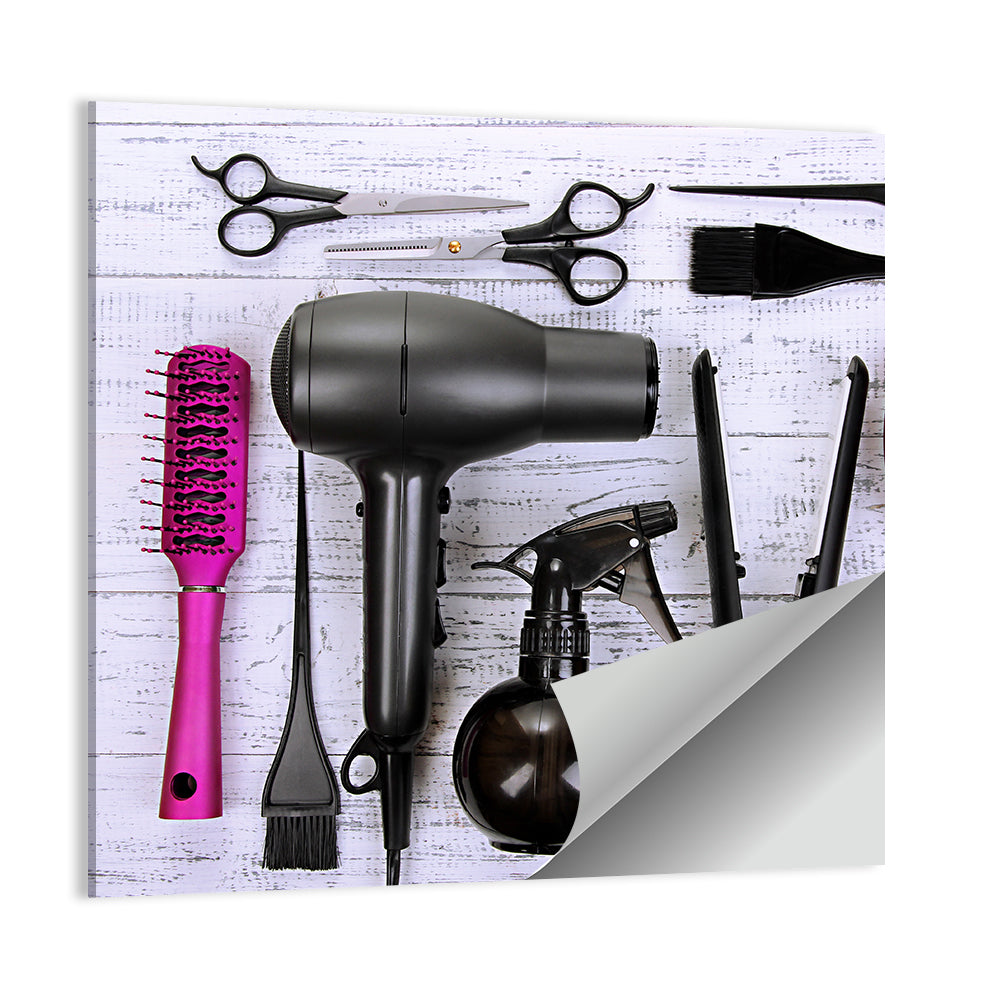 Hair Styling Tools Flat Lay Wall Art