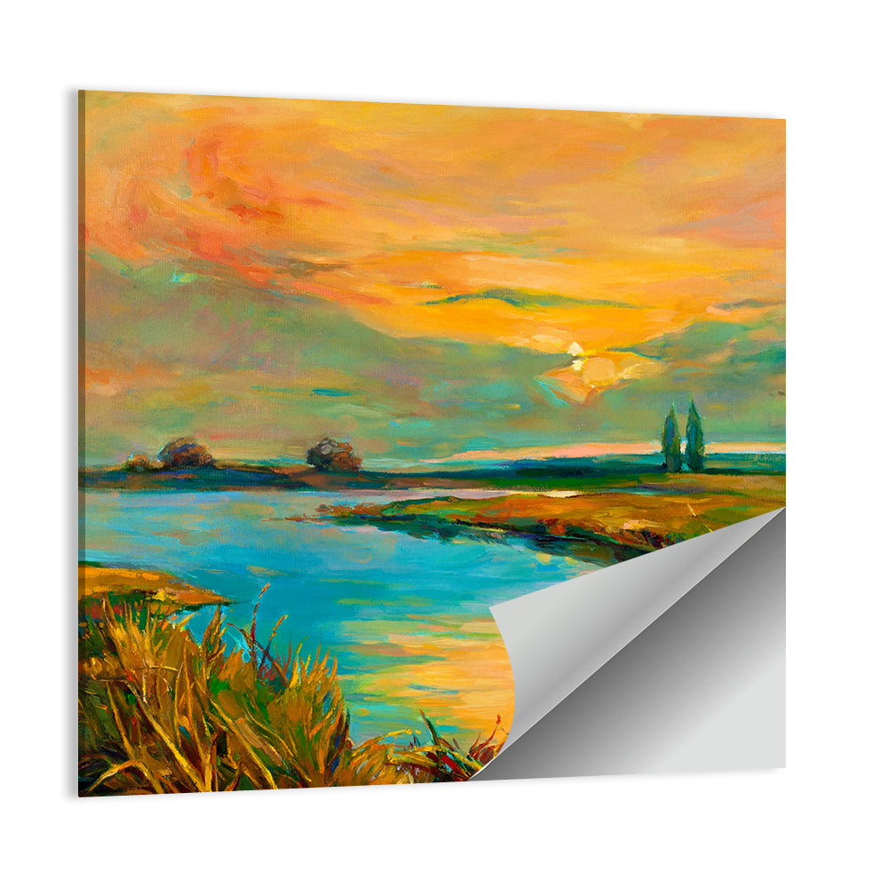 Golden Lake Sunset Wall Art