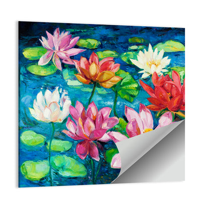 Overhead Lotus Pond Painting Wall Art