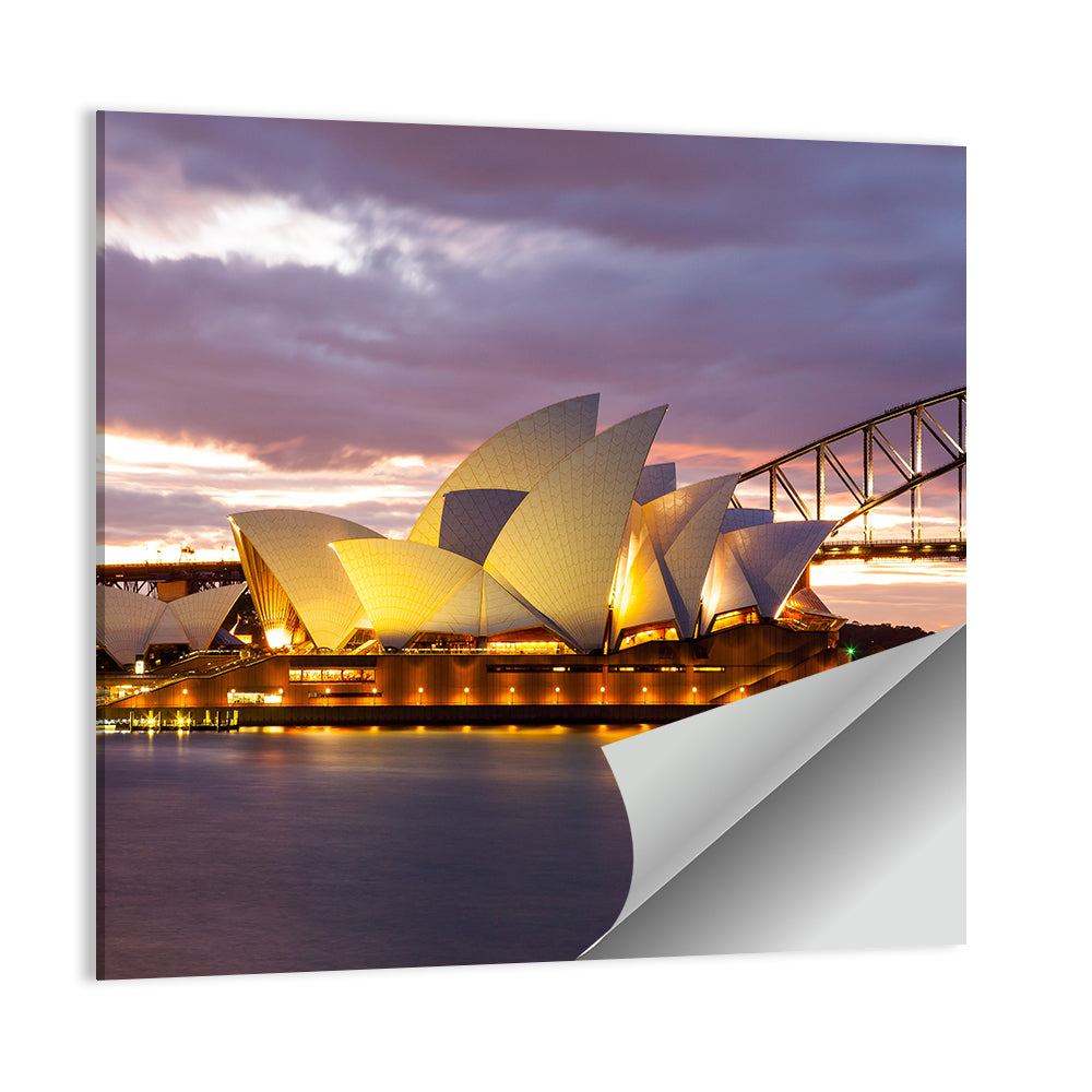 Sydney Opera House at Dusk with Harbour Bridge Wall Art