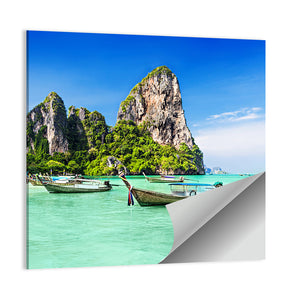 Longtale Boats At Thailand Beach Wall Art