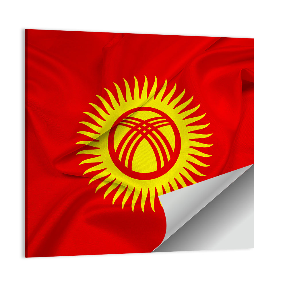 Kyrgyzstan Flag with Tunduk Emblem Canvas Wall Art