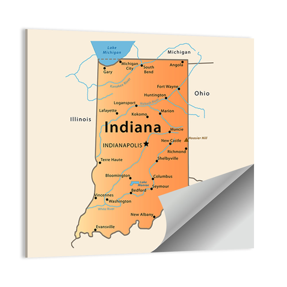Indiana Map Wall Art