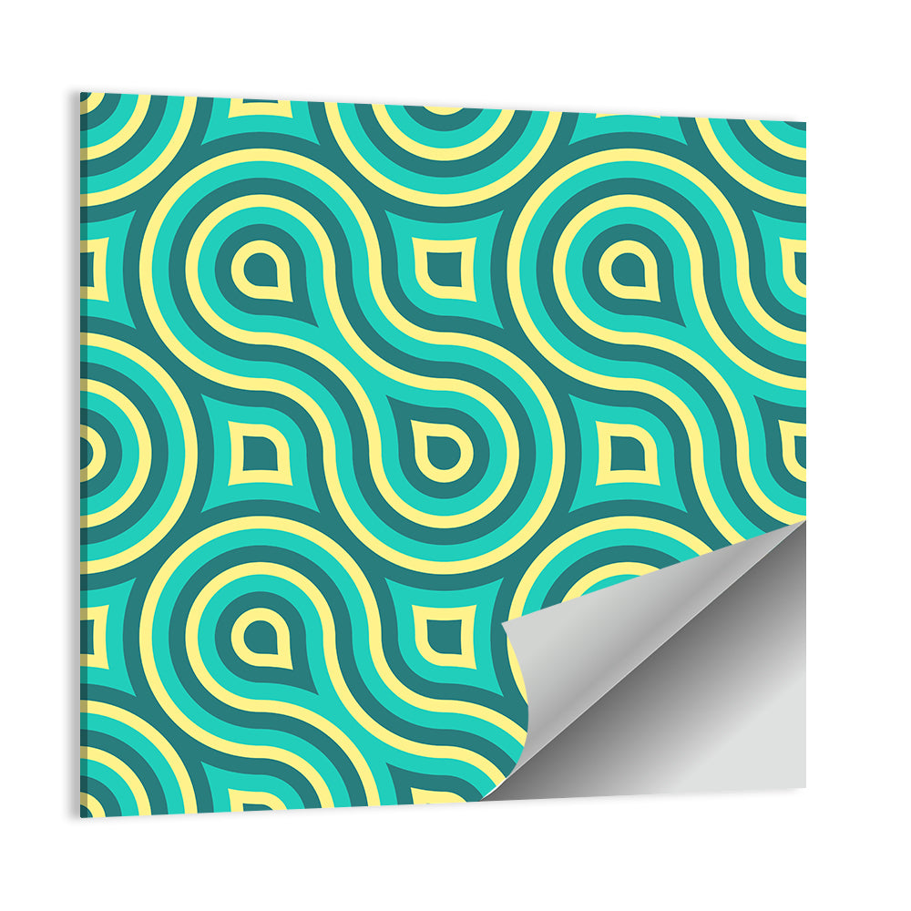 Retro Teal Geometric Pattern Wall Art