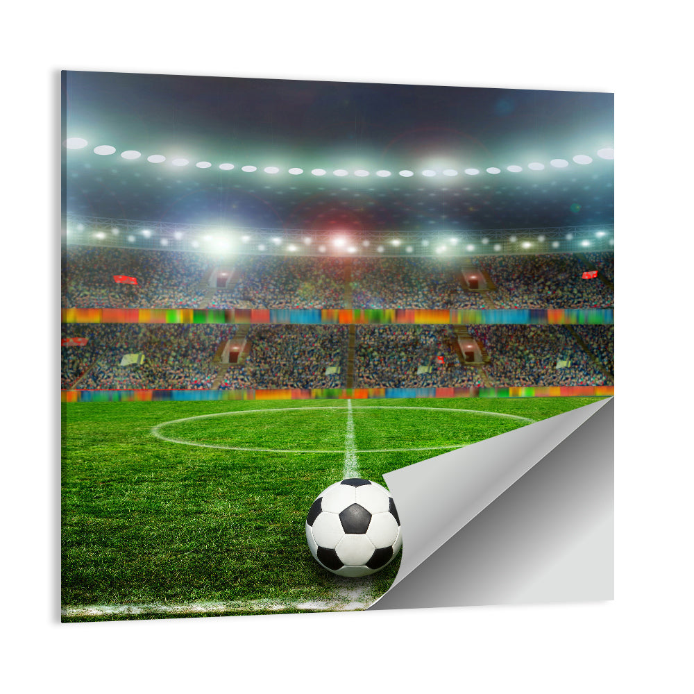 Soccer Ball Under Floodlights Wall Art
