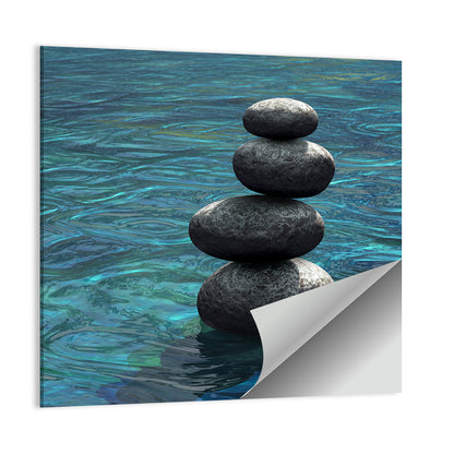 Zen Stone Stack Over Rippling Water Wall Art