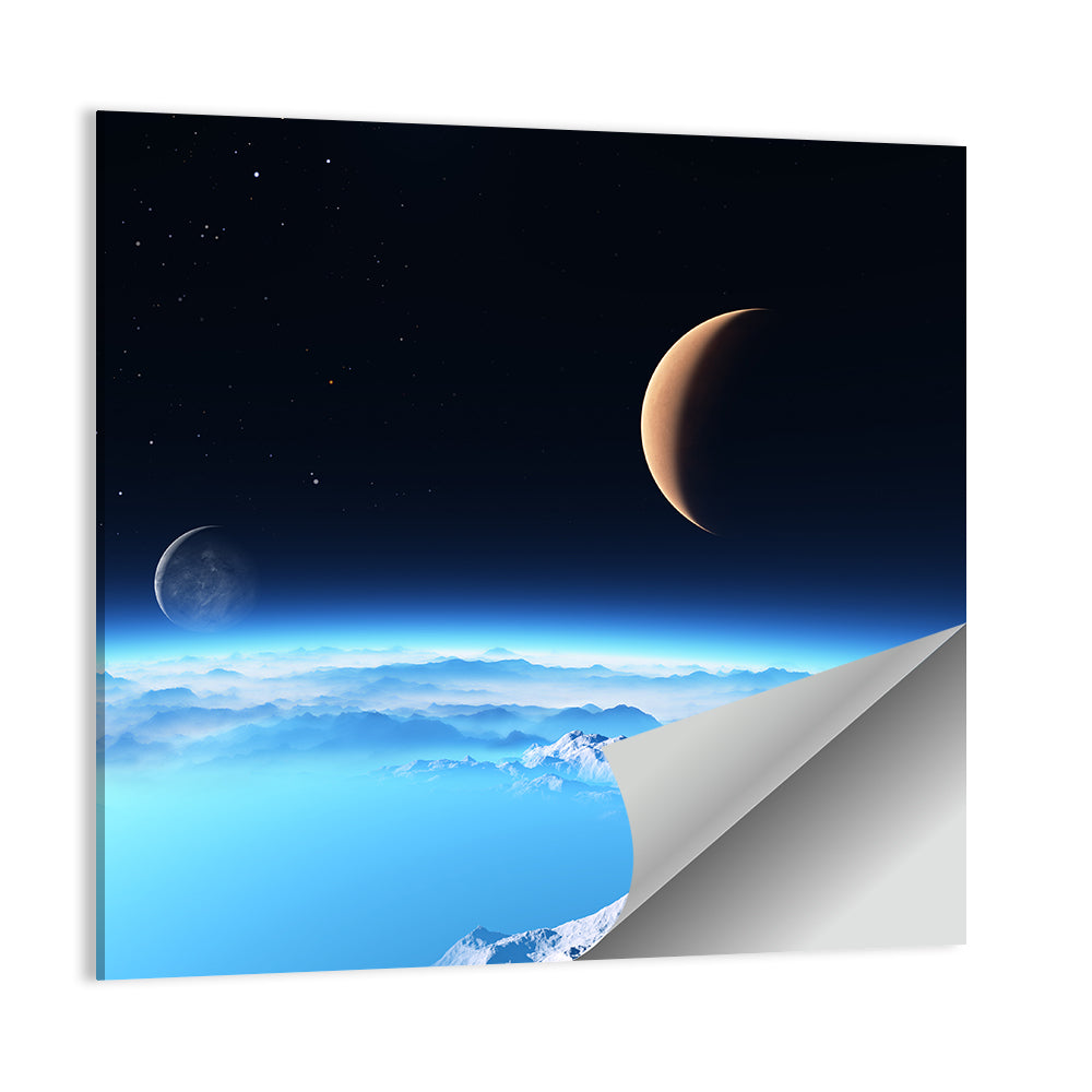 Ice Planet with Crescent Moon Wall Art
