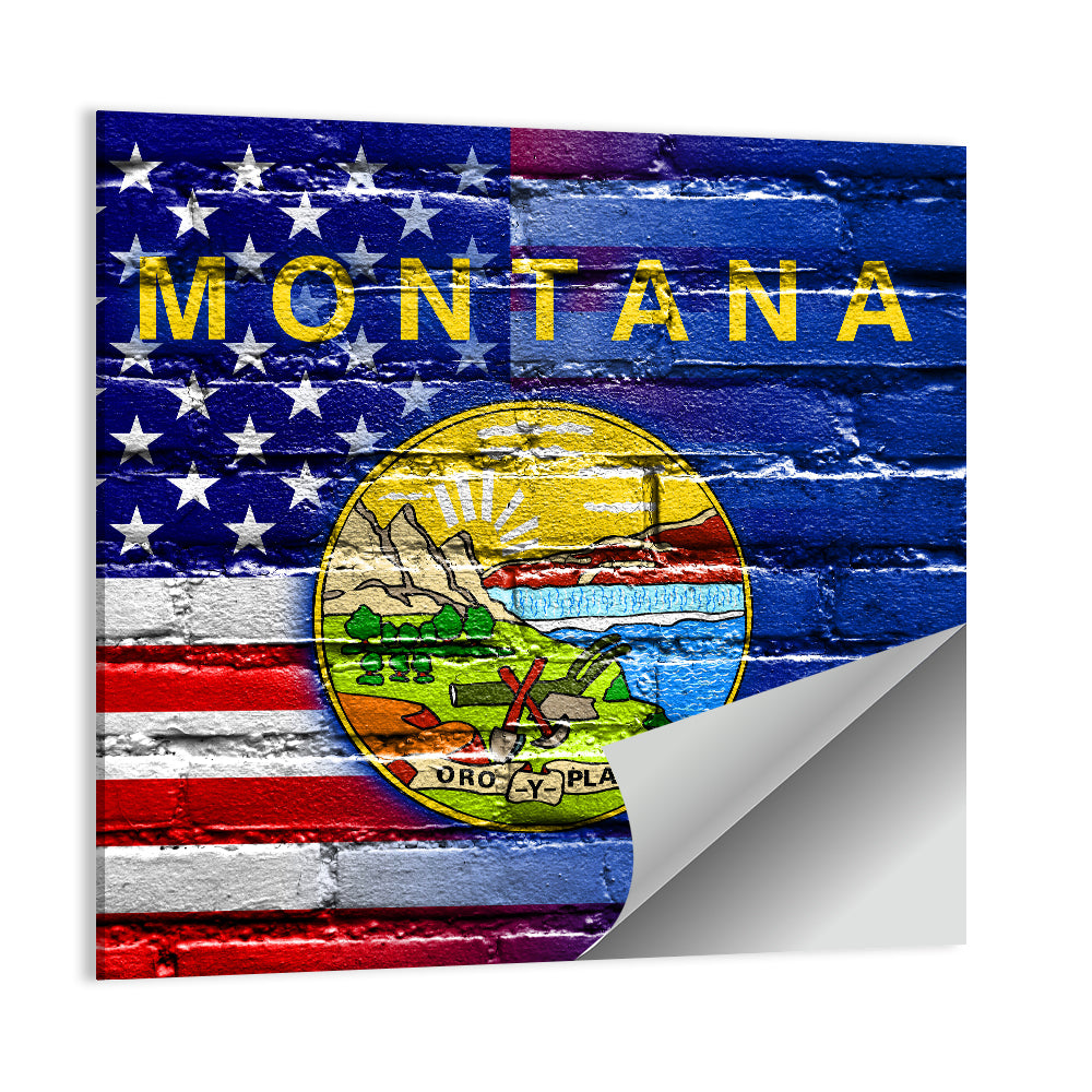 USA & Montana State Flag Wall Art