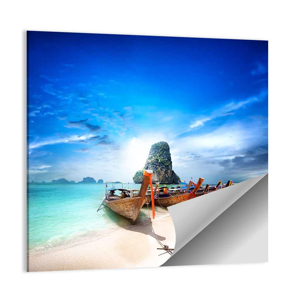 Railay Beach Long-tail Boats Wall Art