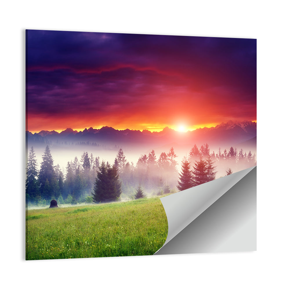 Glowing Mountain at Sunrise Wall Art